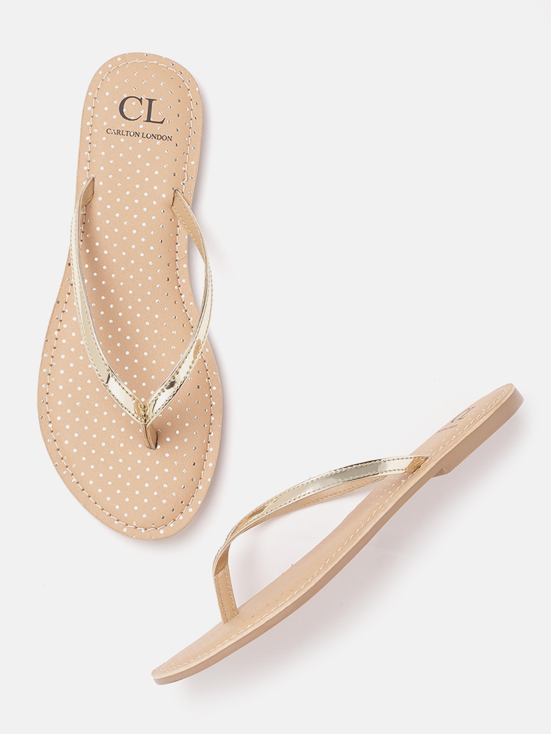 

Carlton London Women Gold-Toned Solid Open Toe Flats