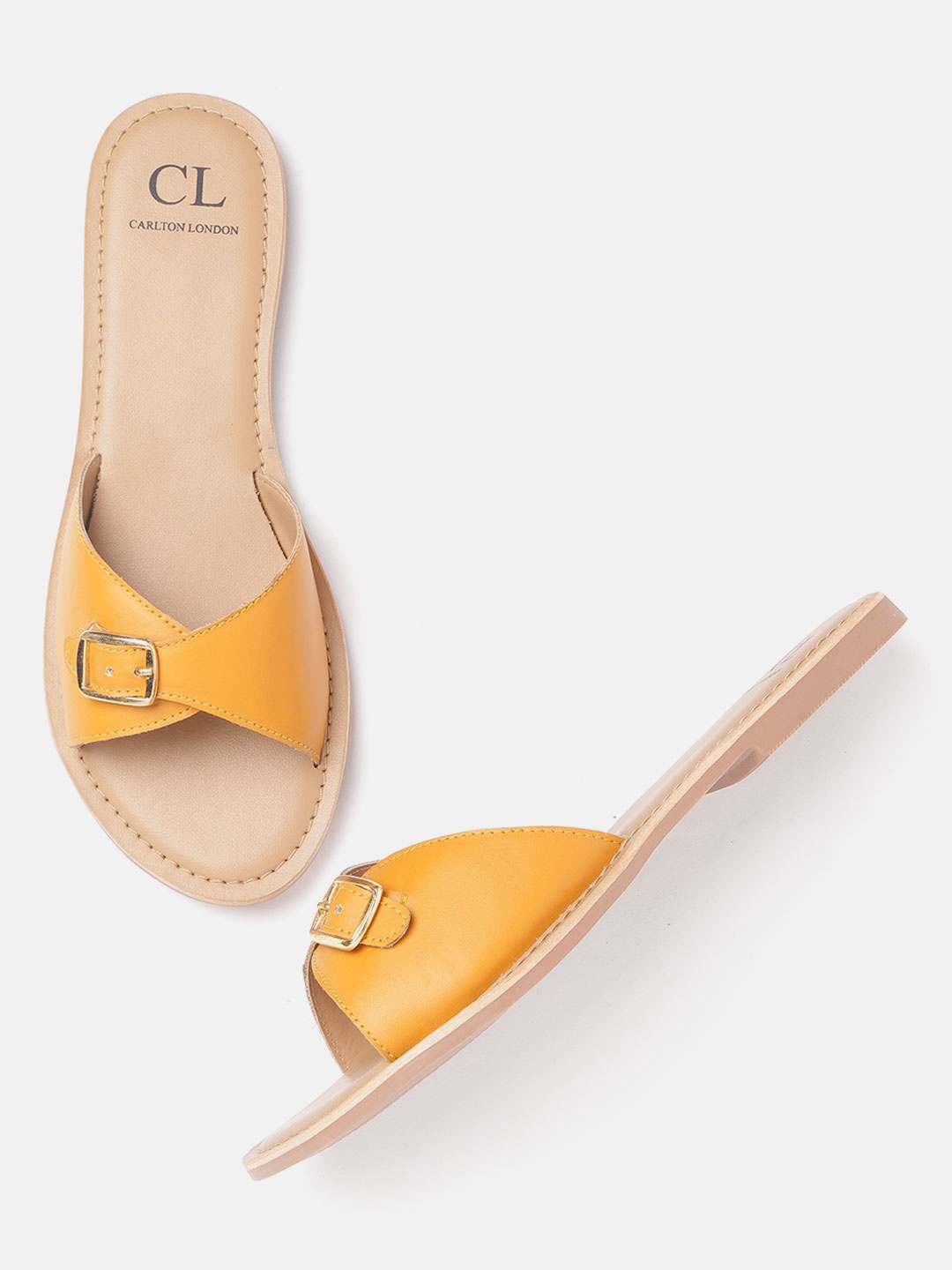 

Carlton London Women Mustard Yellow Solid Open Toe Flats