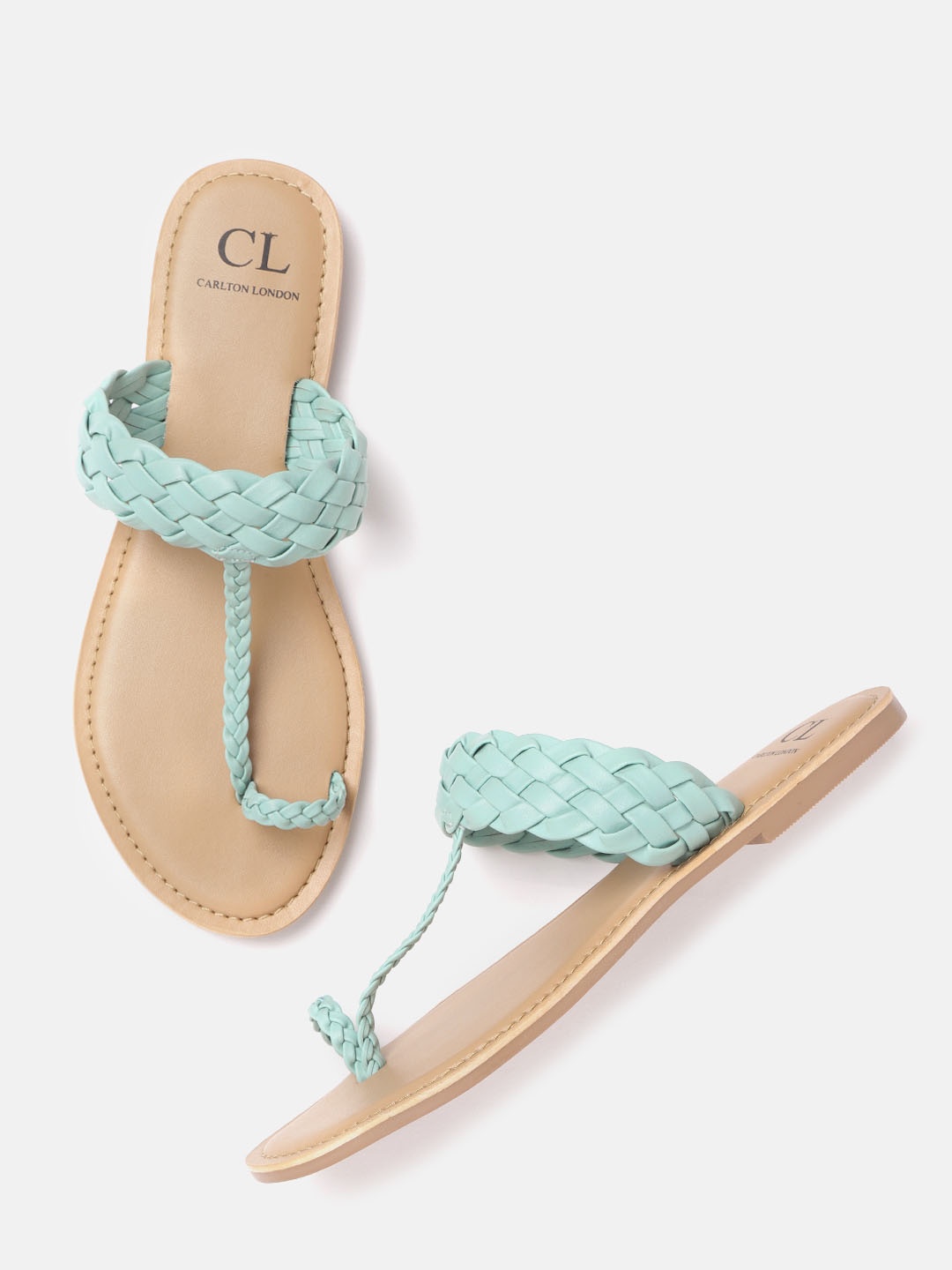 

Carlton London Women Sea Green Basketweave One Toe Flats