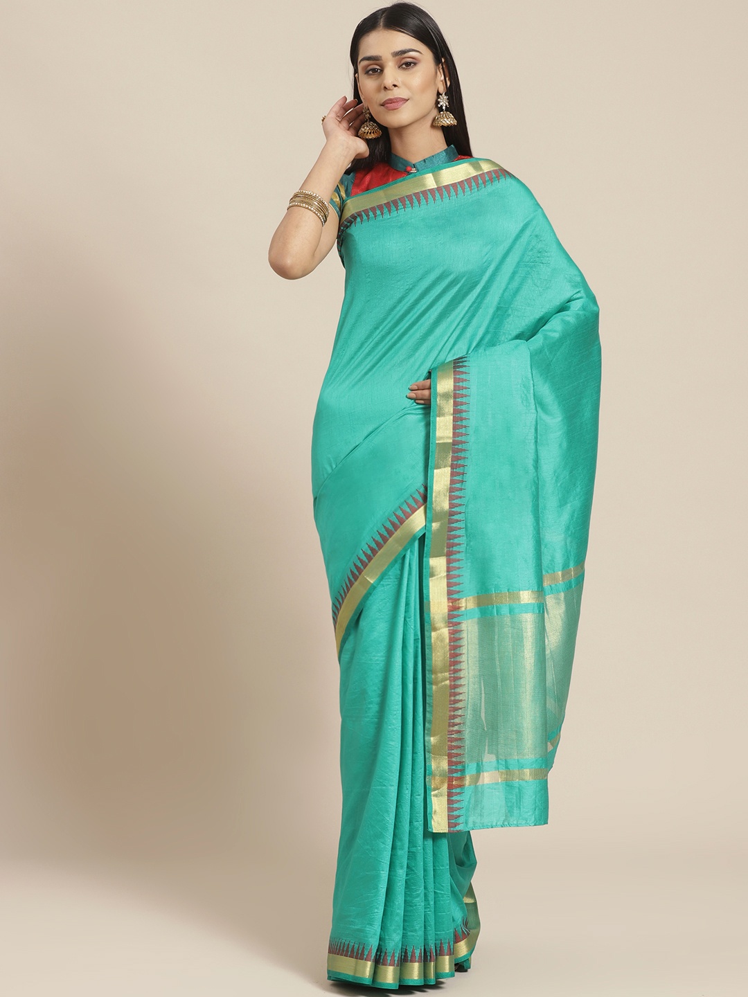 

Chhabra 555 Green Solid Narayan Peth Handloom Saree
