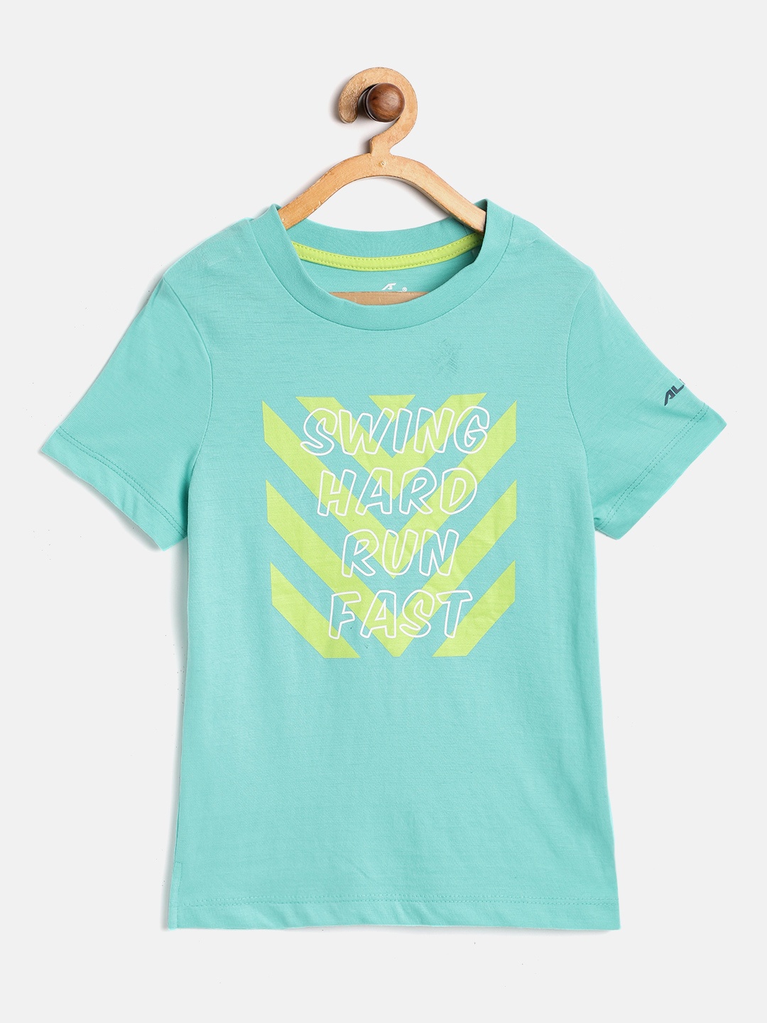 

Alcis Boys Sea Green & White Printed Slim Fit Round Neck Running T-shirt