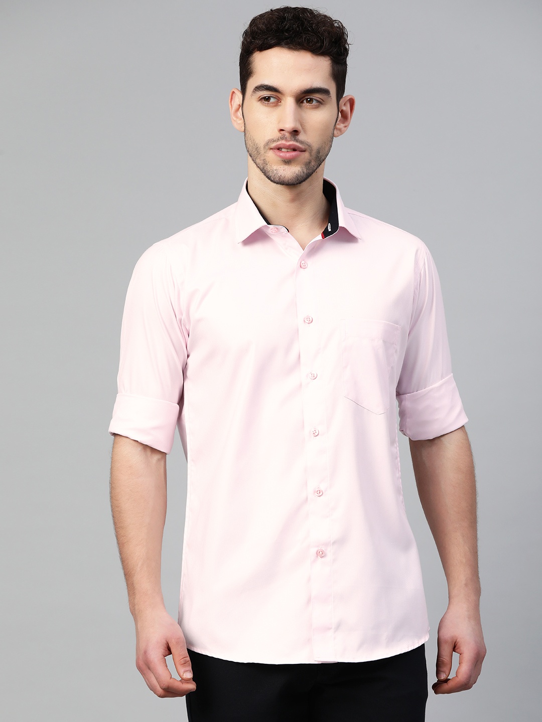 

Shaftesbury London Men Pink Smart Slim Fit Self Design Pure Cotton Smart Casual Shirt