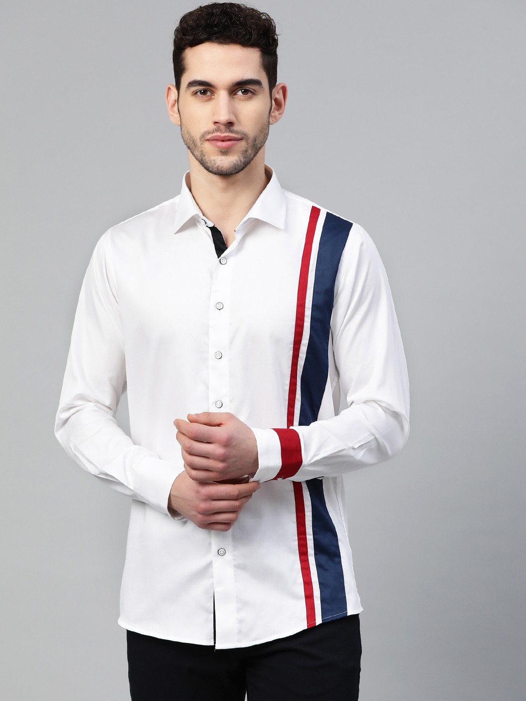 

Shaftesbury London Men White Smart Slim Fit Solid Pure Cotton Smart Casual Shirt