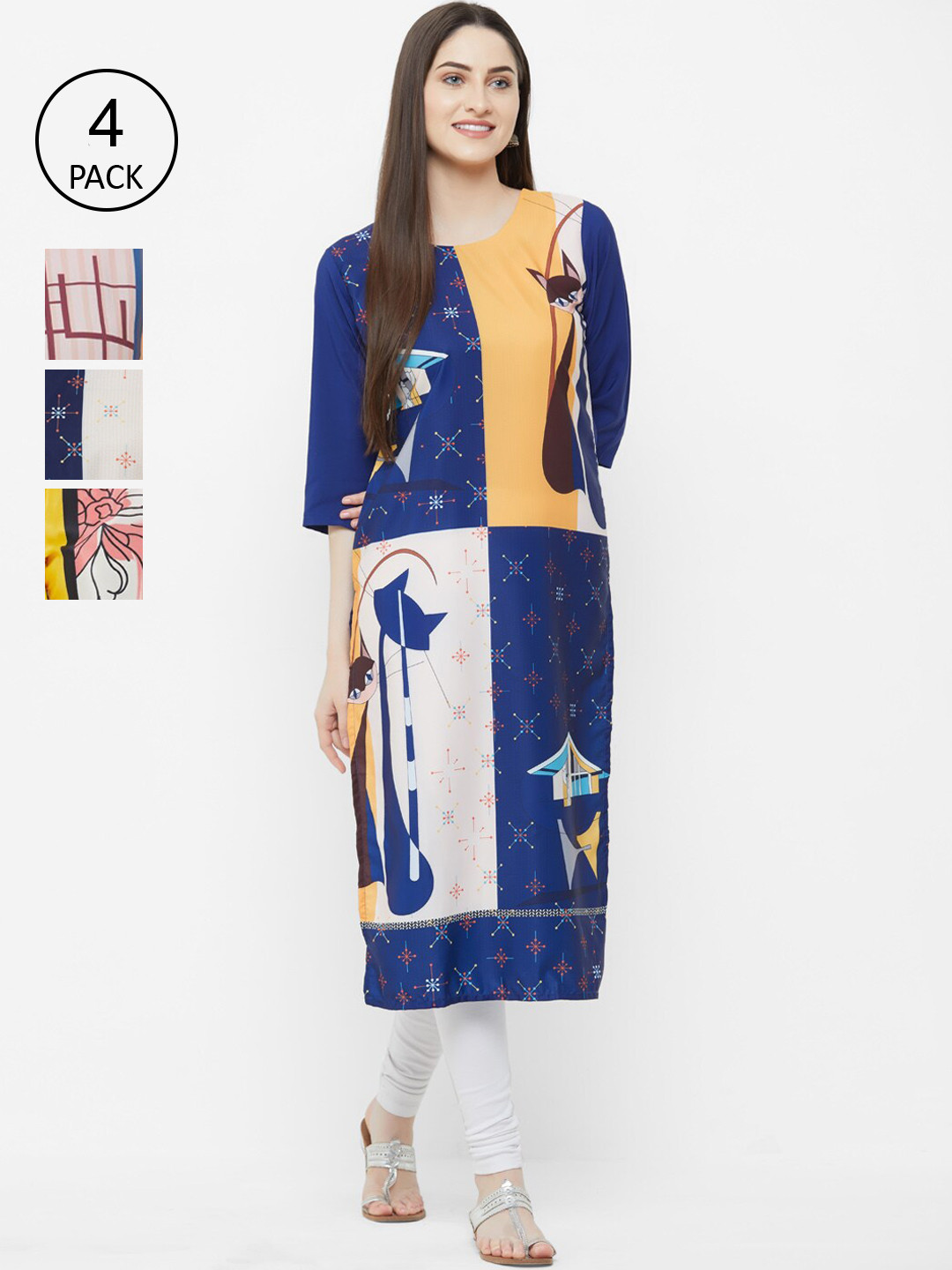 

7Threads Women Multicoloured Printed Straight Kurta, Multi