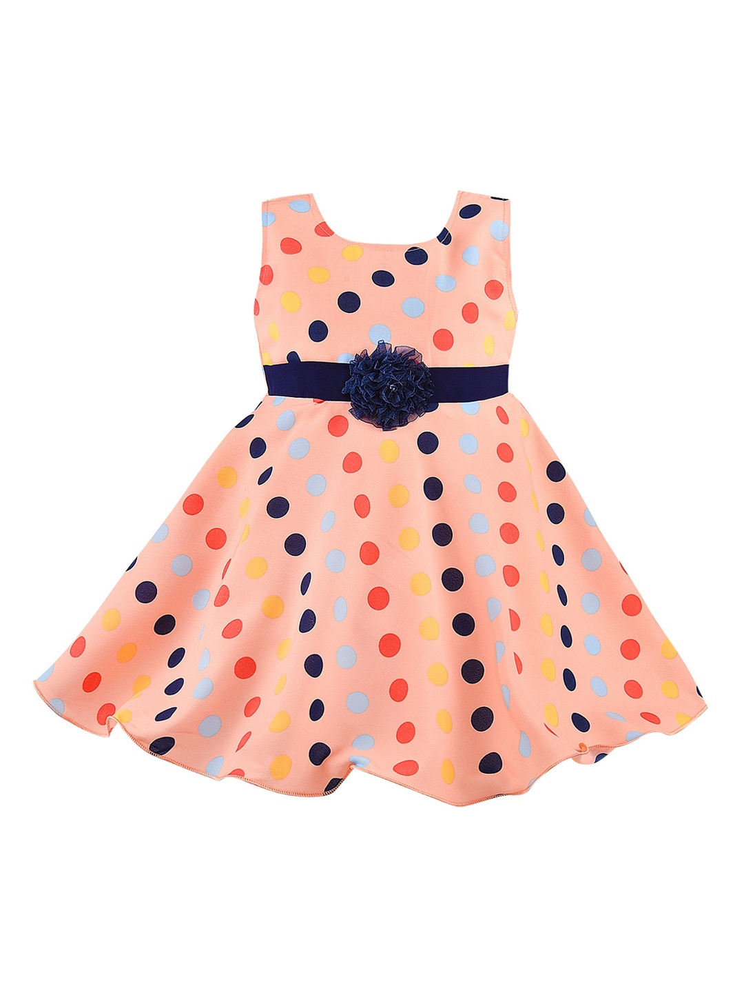 

Wish Karo Girls Peach-Coloured Printed Fit and Flare Dress