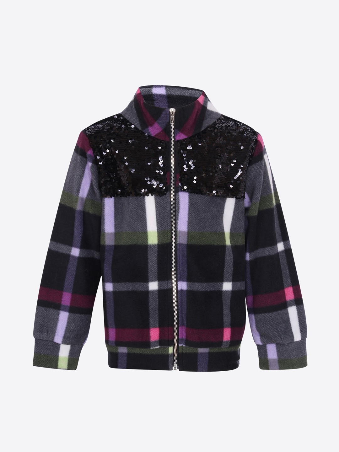 

CUTECUMBER Girls Black & Grey Checked Sweatshirt