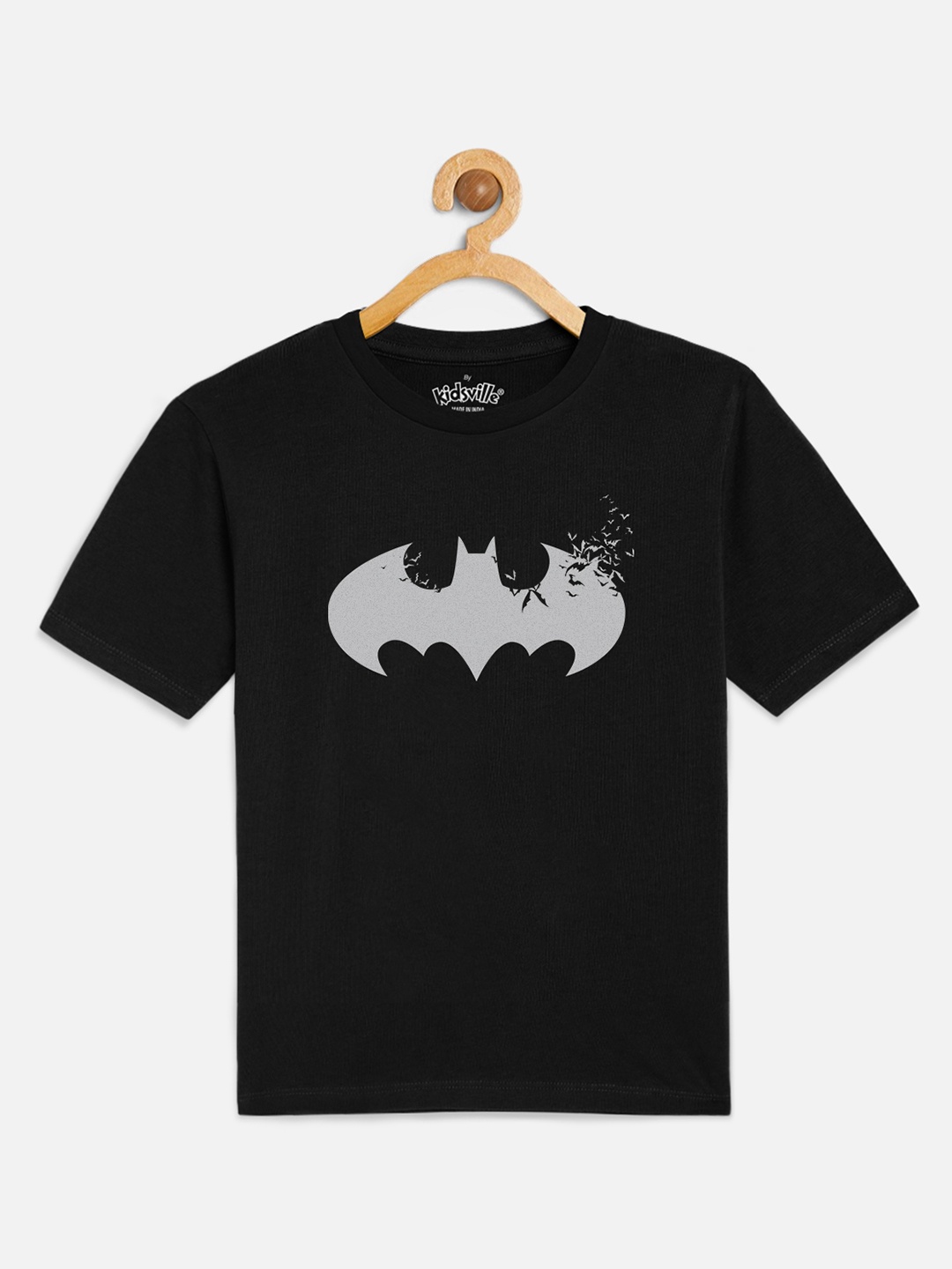 

Kids Ville Boys Black Batman Printed Round Neck T-shirt
