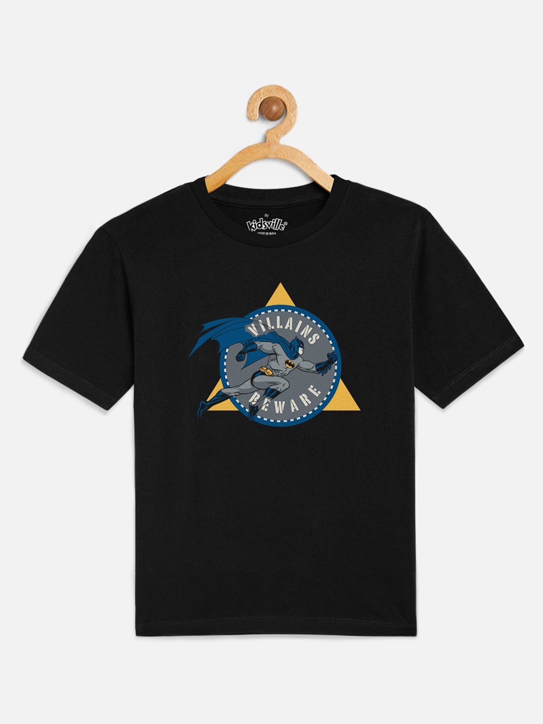 

Kids Ville Boys Black Batman Printed Round Neck T-shirt