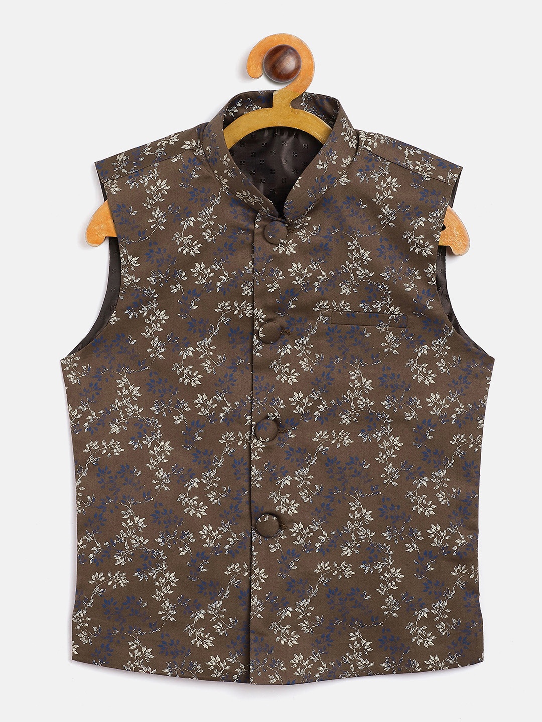 

JBN Creation Boys Coffee Brown Printed Woven Nehru Jacket