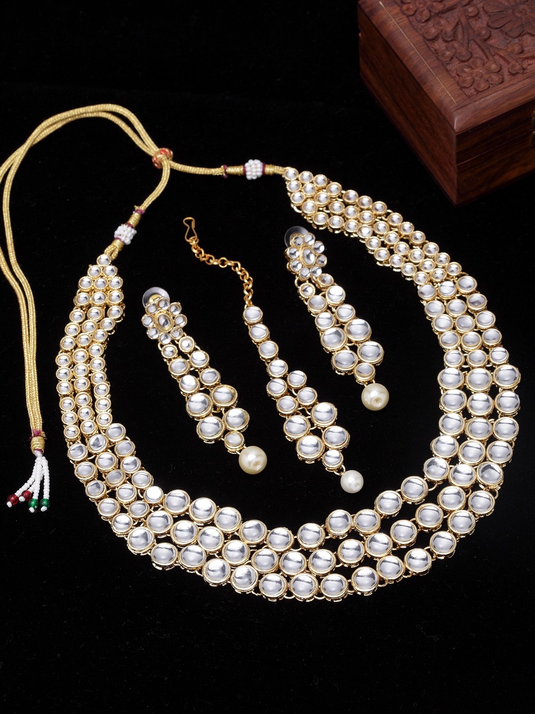 

PANASH Gold-Plated & White Kundan Studded Handcrafted Sustainable Jewellery Set
