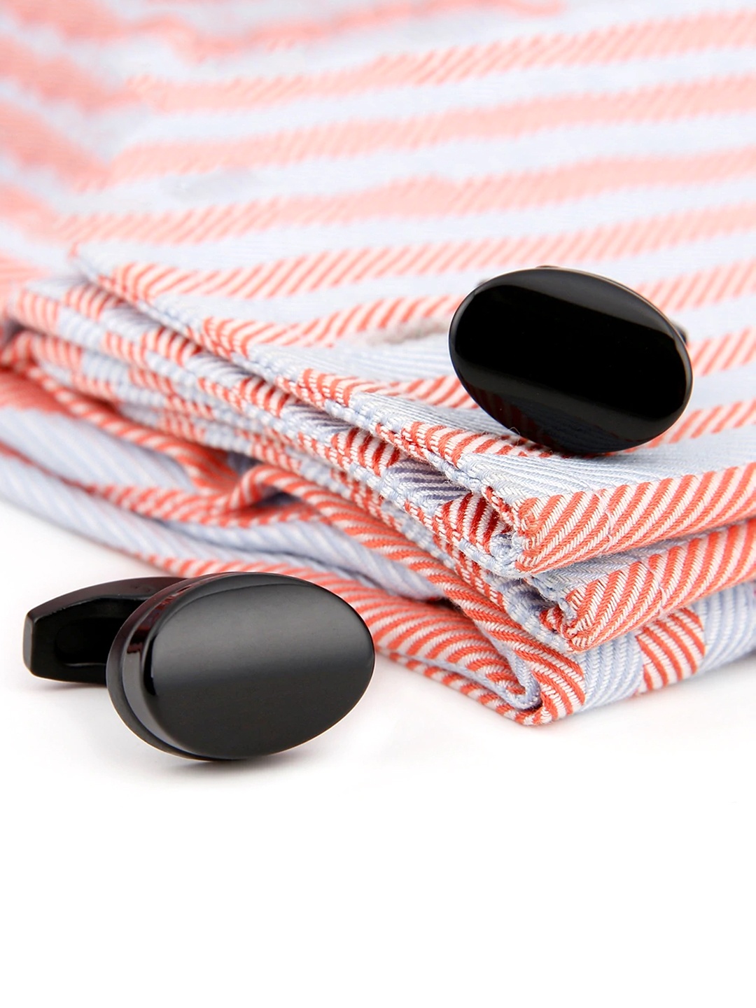 

Yellow Chimes Men Black Solid Oval-Shaped Cufflinks