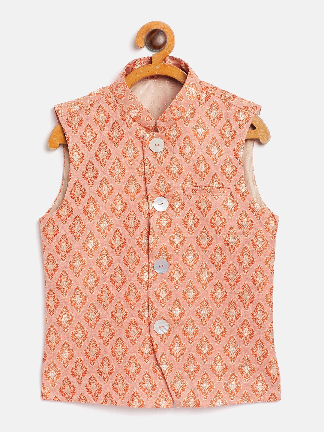 

YK Boys Orange Woven Design Nehru Jacket