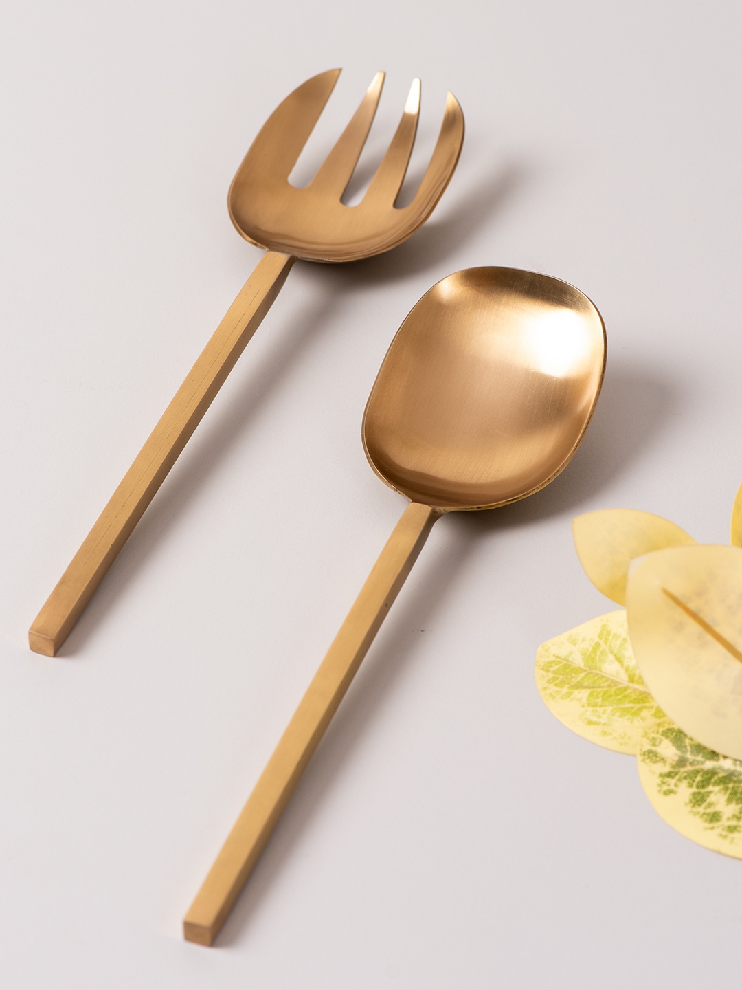 

nestroots Set Of 2 Gold-Toned Solid Spoon & Fork