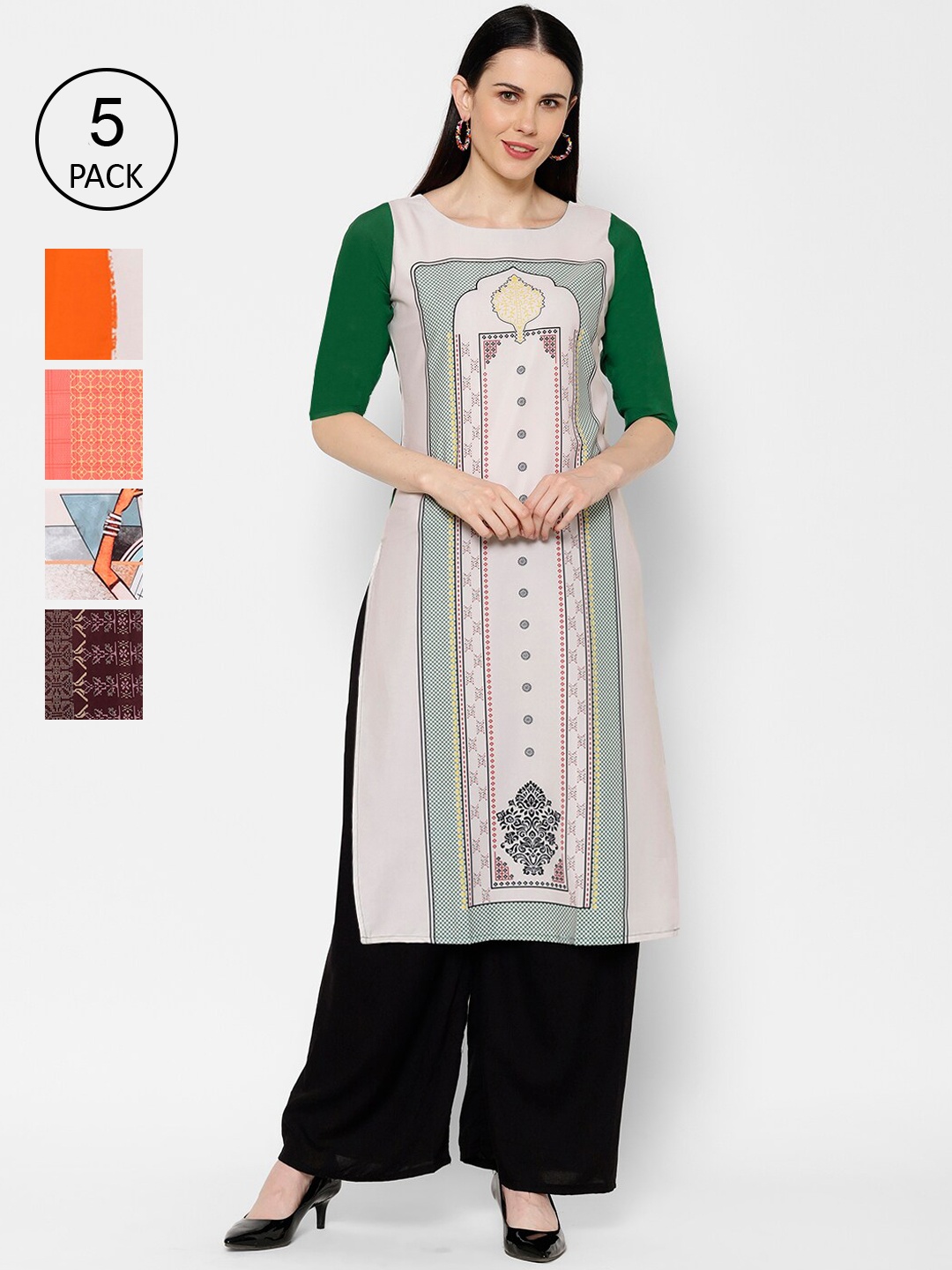

7Threads Women Multicoloured Embroidered Straight Kurta, Multi