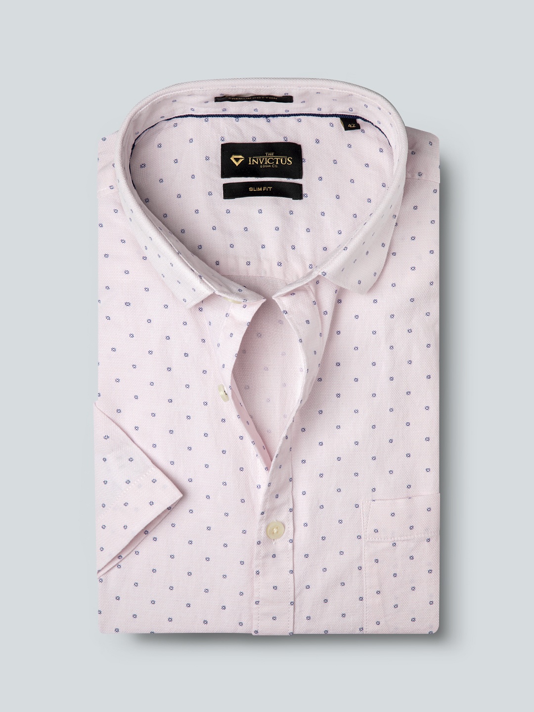 

INVICTUS Men Pink & Blue Slim Fit Printed Sustainable Formal Shirt