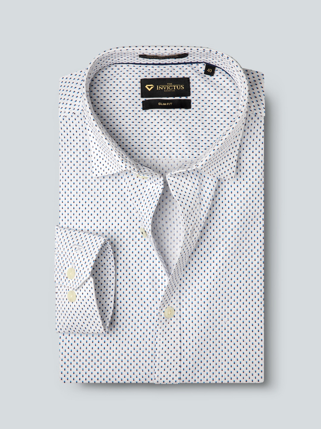 

INVICTUS Men Easy Care White Printed Sustainable Formal Shirt