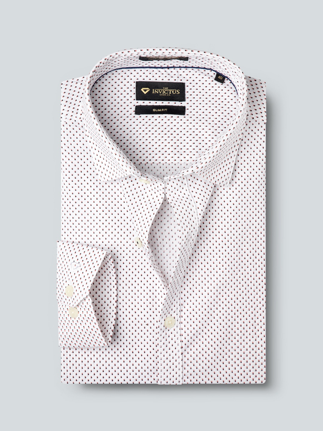 

INVICTUS Men Easy Care White Printed Sustainable Formal Shirt