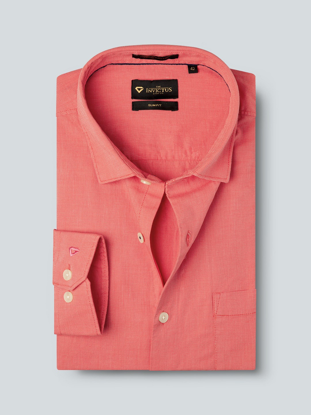 

INVICTUS Men Pink Regular Fit Solid Sustainable Formal Shirt