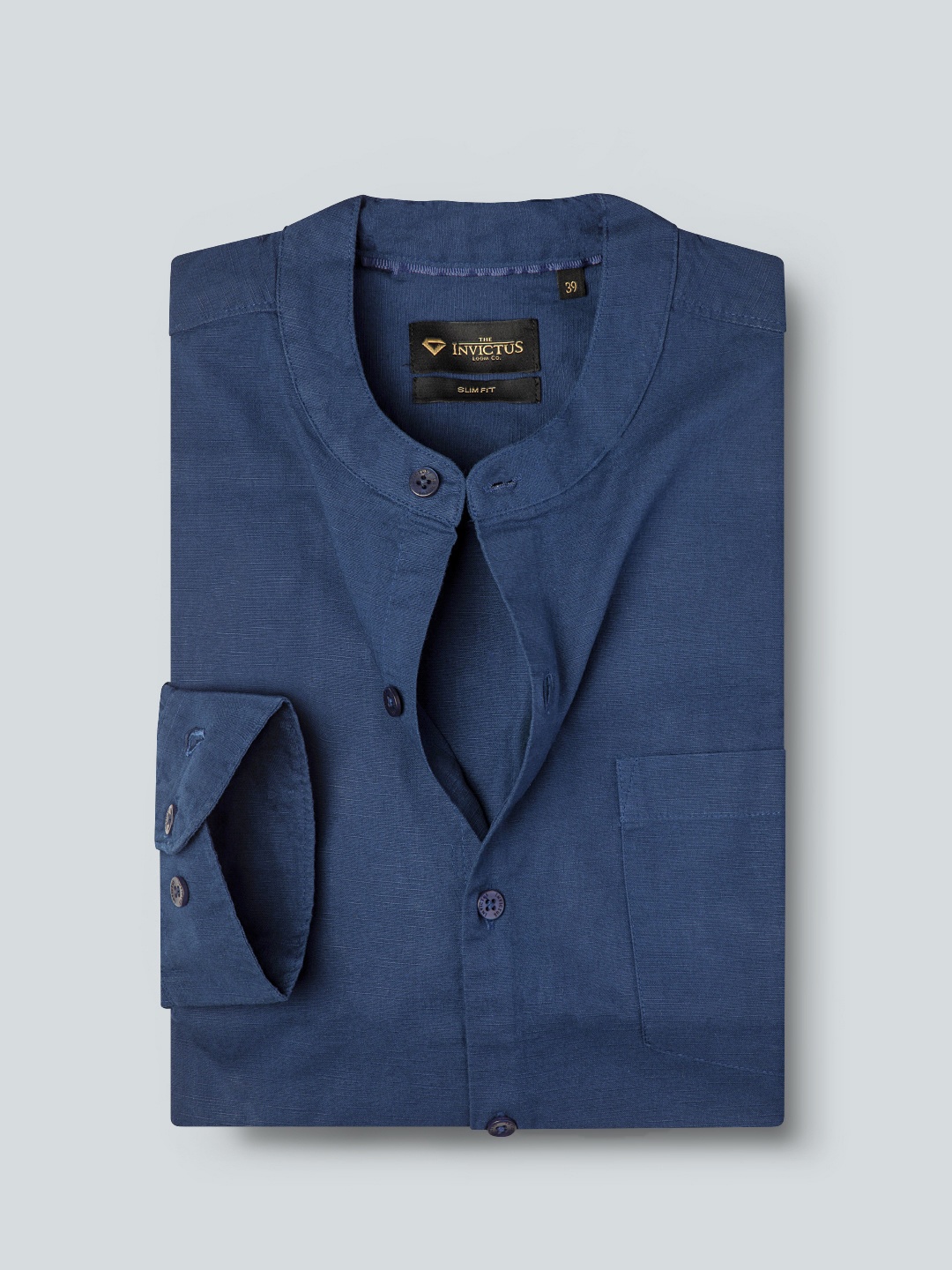 

INVICTUS Men Navy Blue Slim Fit Cotton Linen Formal Shirt