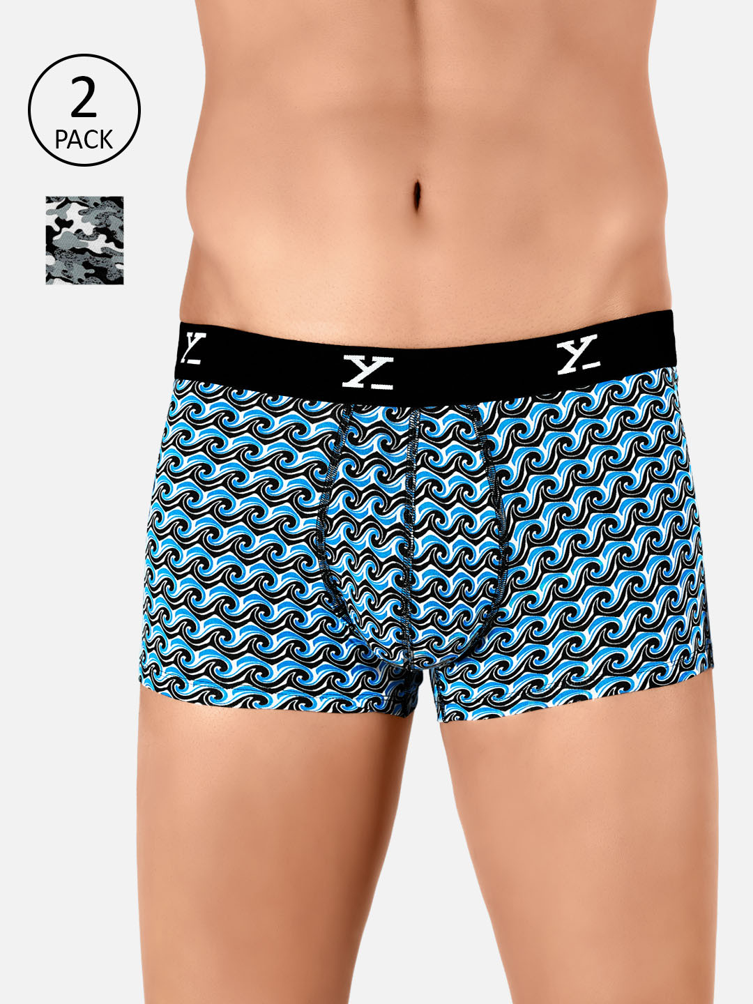

XYXX Men IntelliSoft Antimicrobial Micro Modal Pack of 2 Shuffle Trunks XYTRNK2PCKN306, Blue