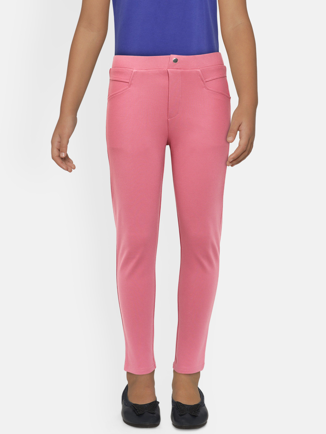 

Global Desi Girls Pink Skinny Fit Solid Regular Trousers