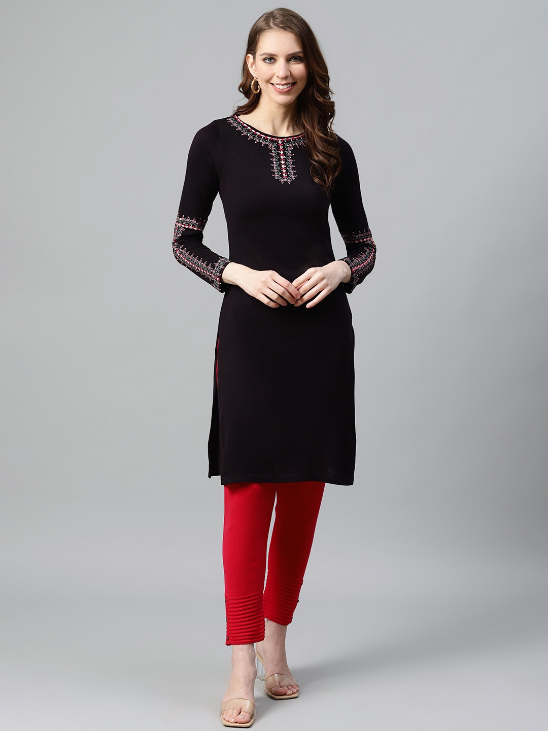 

W Women Aubergine Yoke Design Winter Kurta, Purple