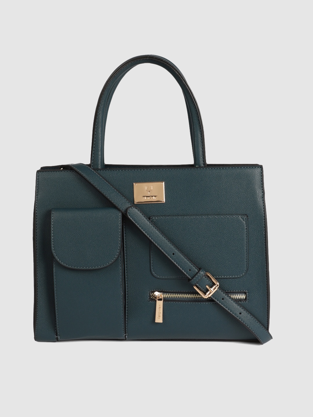 

Allen Solly Teal Green Solid Handheld Bag