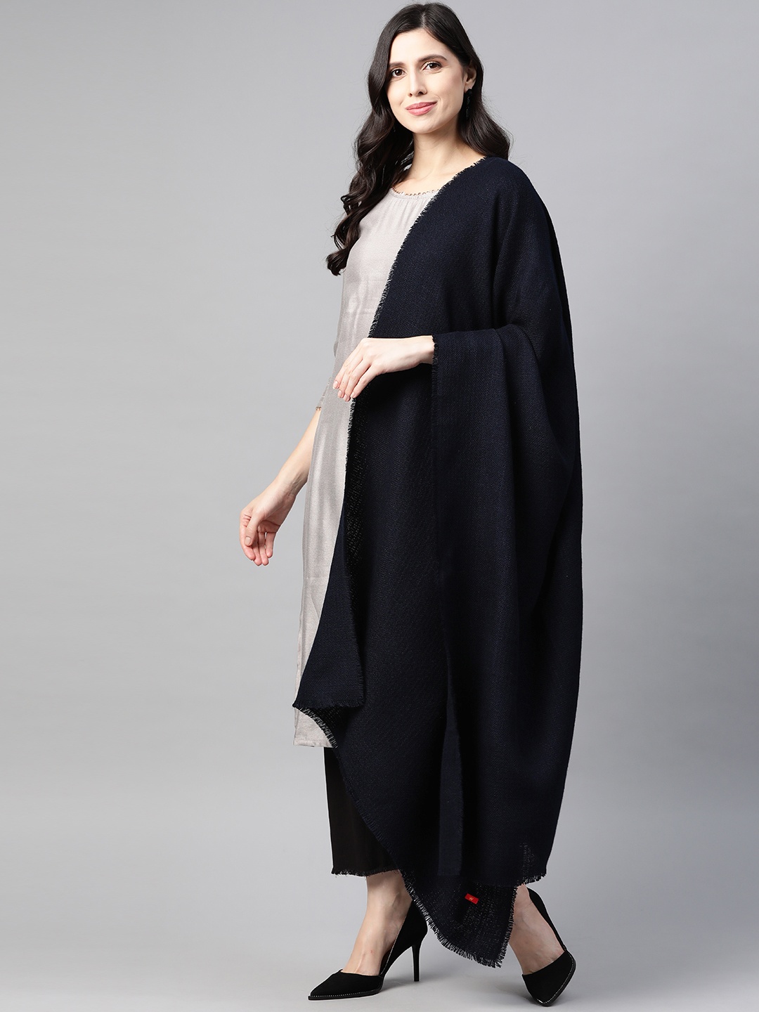 

W Women Navy Blue Solid Shawl