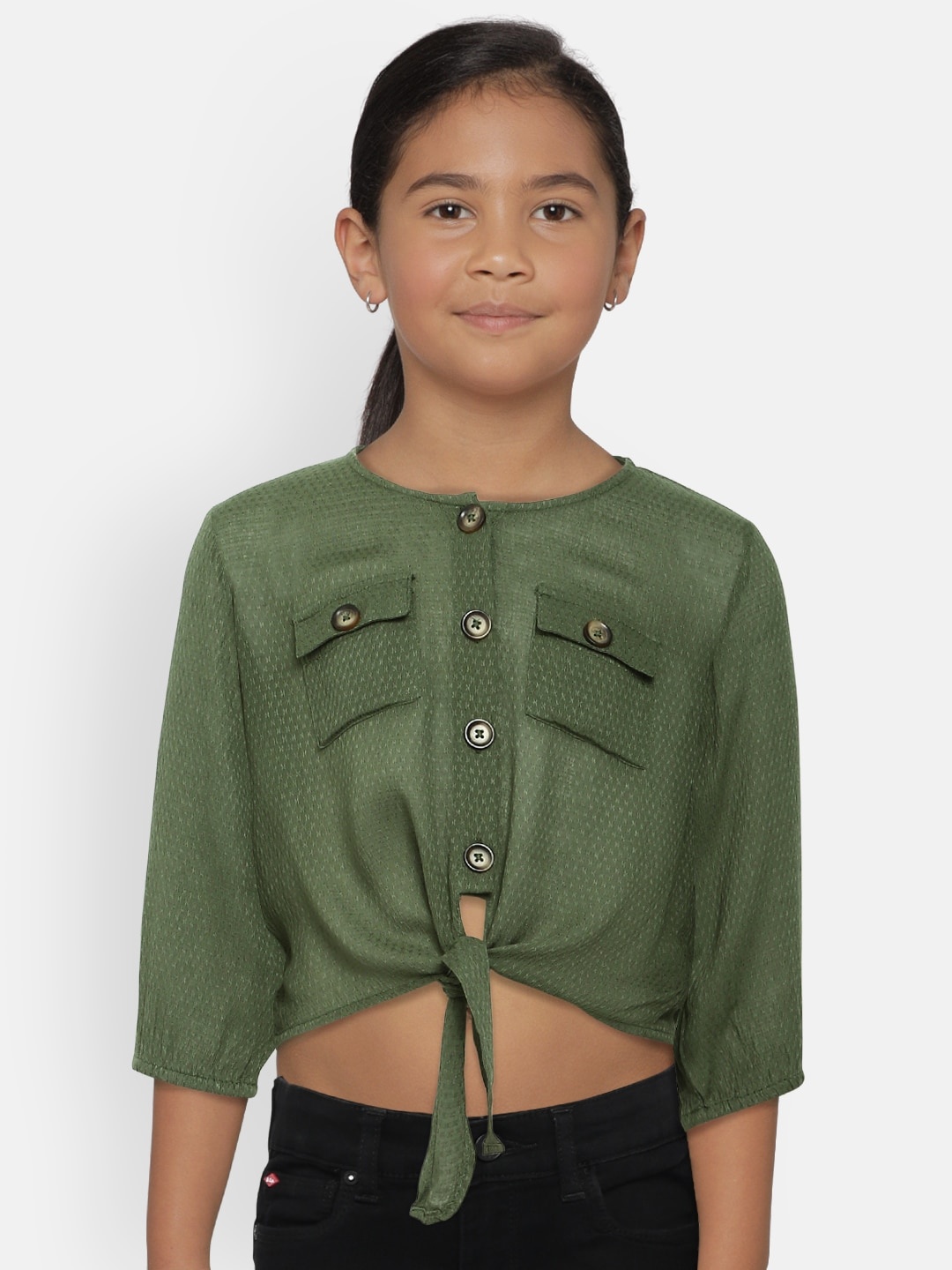 

Global Desi Girls Olive Green Top