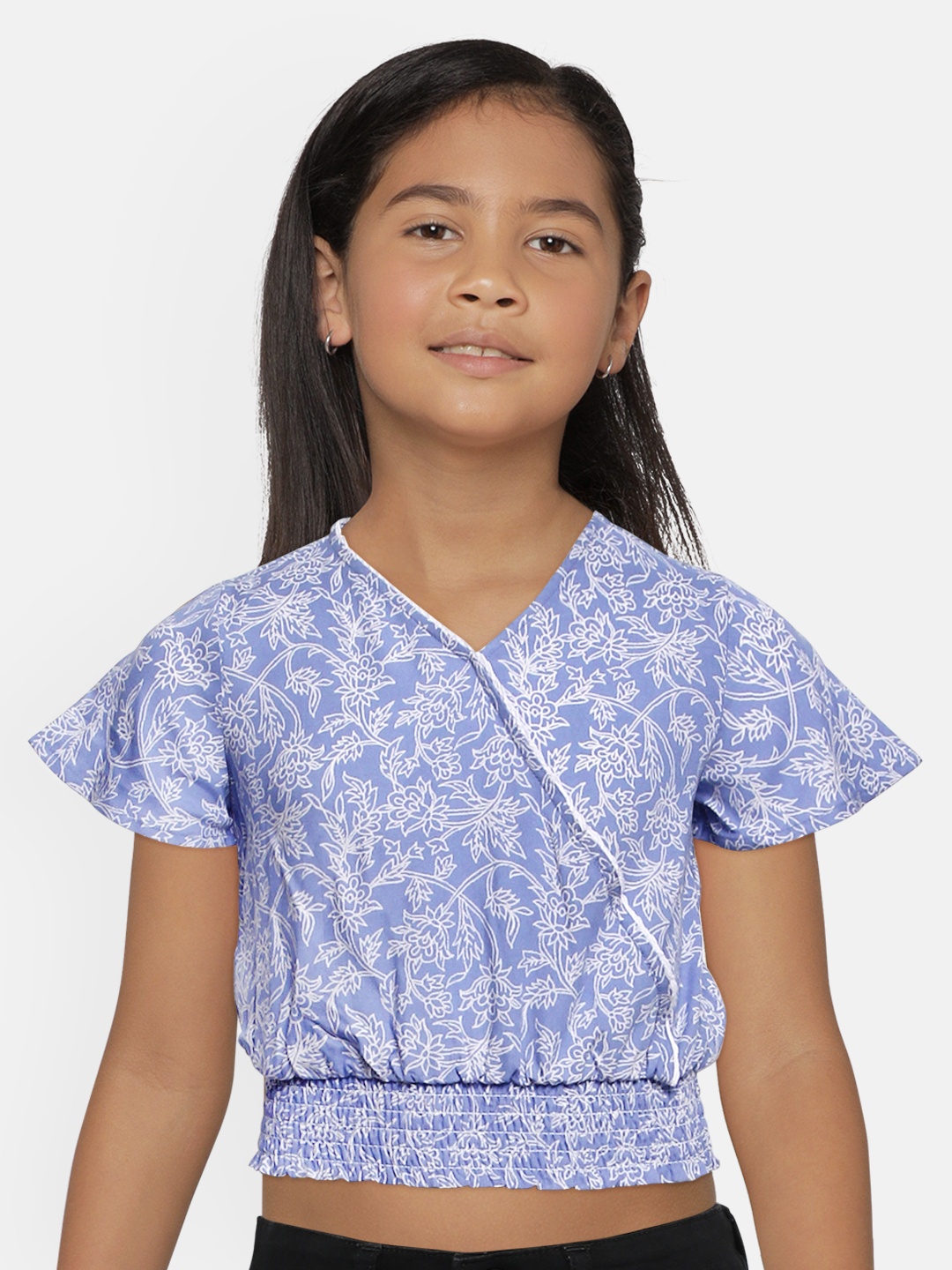 

Global Desi Girls Blue Printed Top
