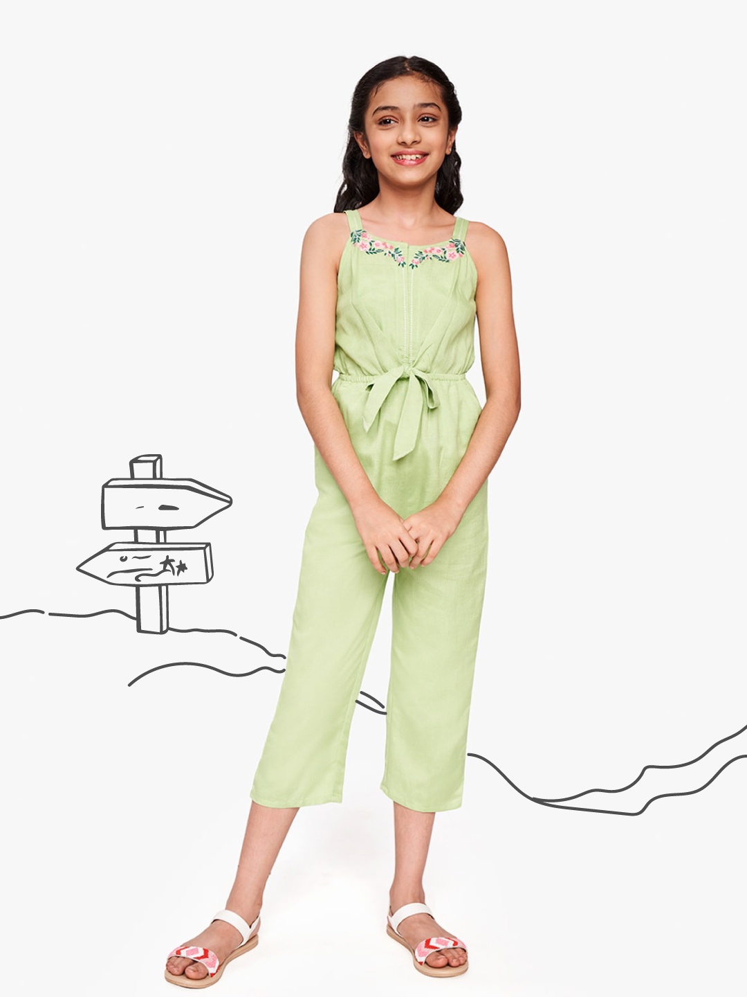 

Global Desi Girls Lime Green Basic Jumpsuit