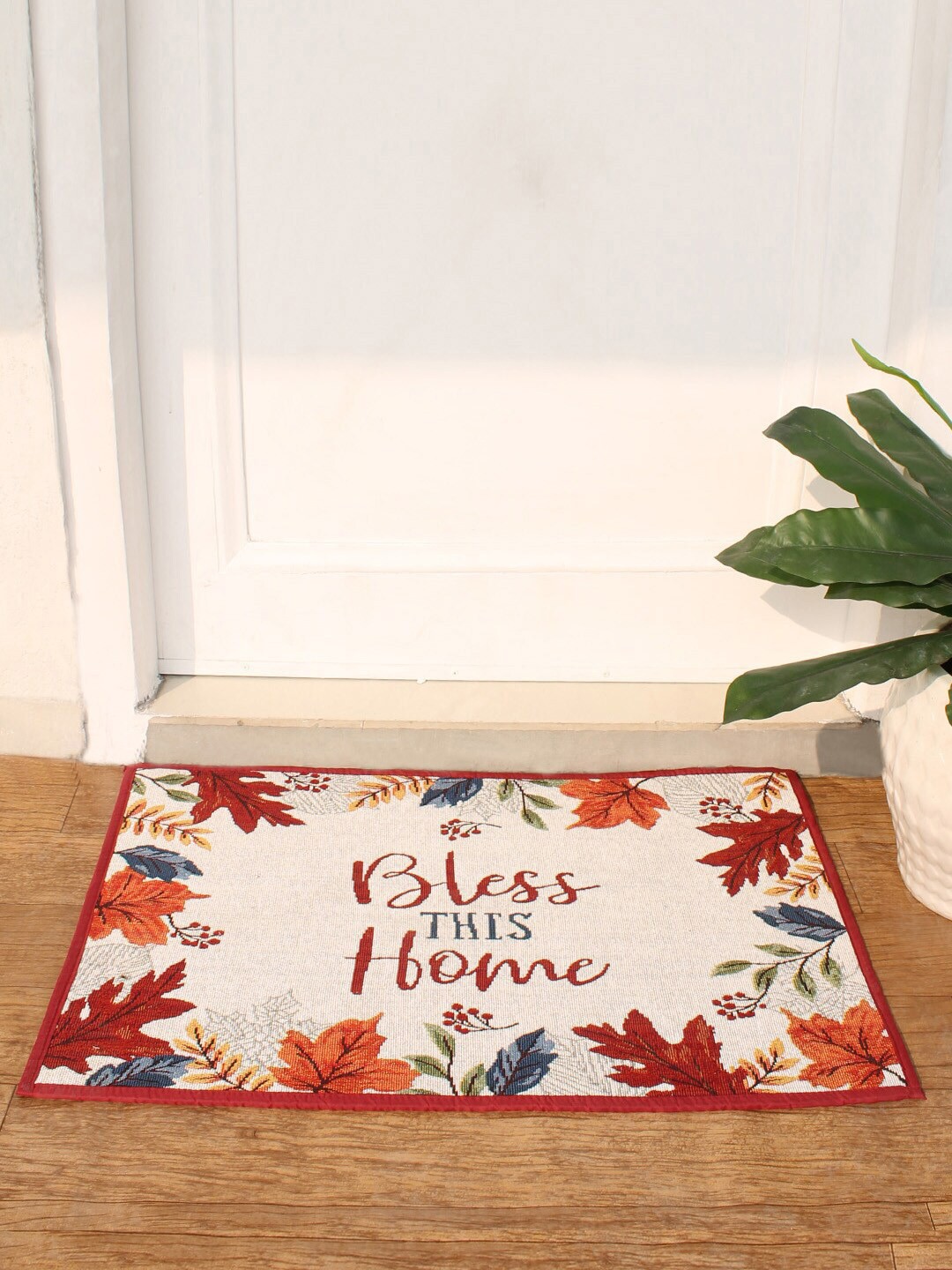 

AVI Living Beige & Red Printed Anti-Skid Doormat
