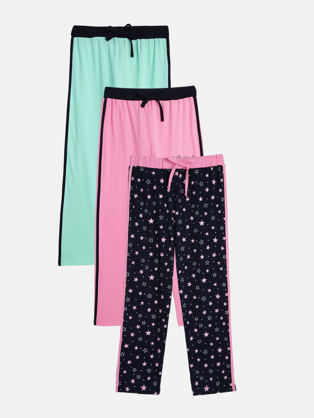 

Eteenz Girls Pack of 3 Pure Cotton Track Pants, Sea green