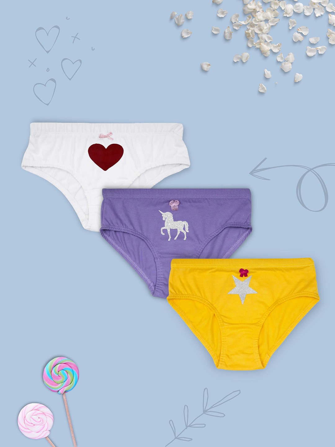 

DChica Girls Pack Of 3 Assorted Basic Briefs DCPNDC6467