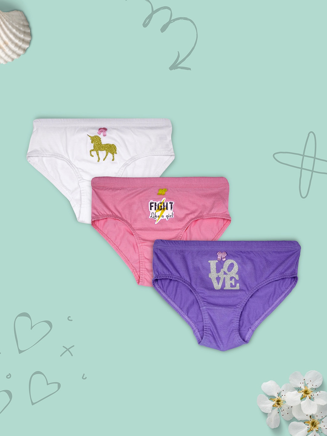

DChica Girls Pack Of 3 Solid Basic Briefs DCPNDC6466/14-16, Purple