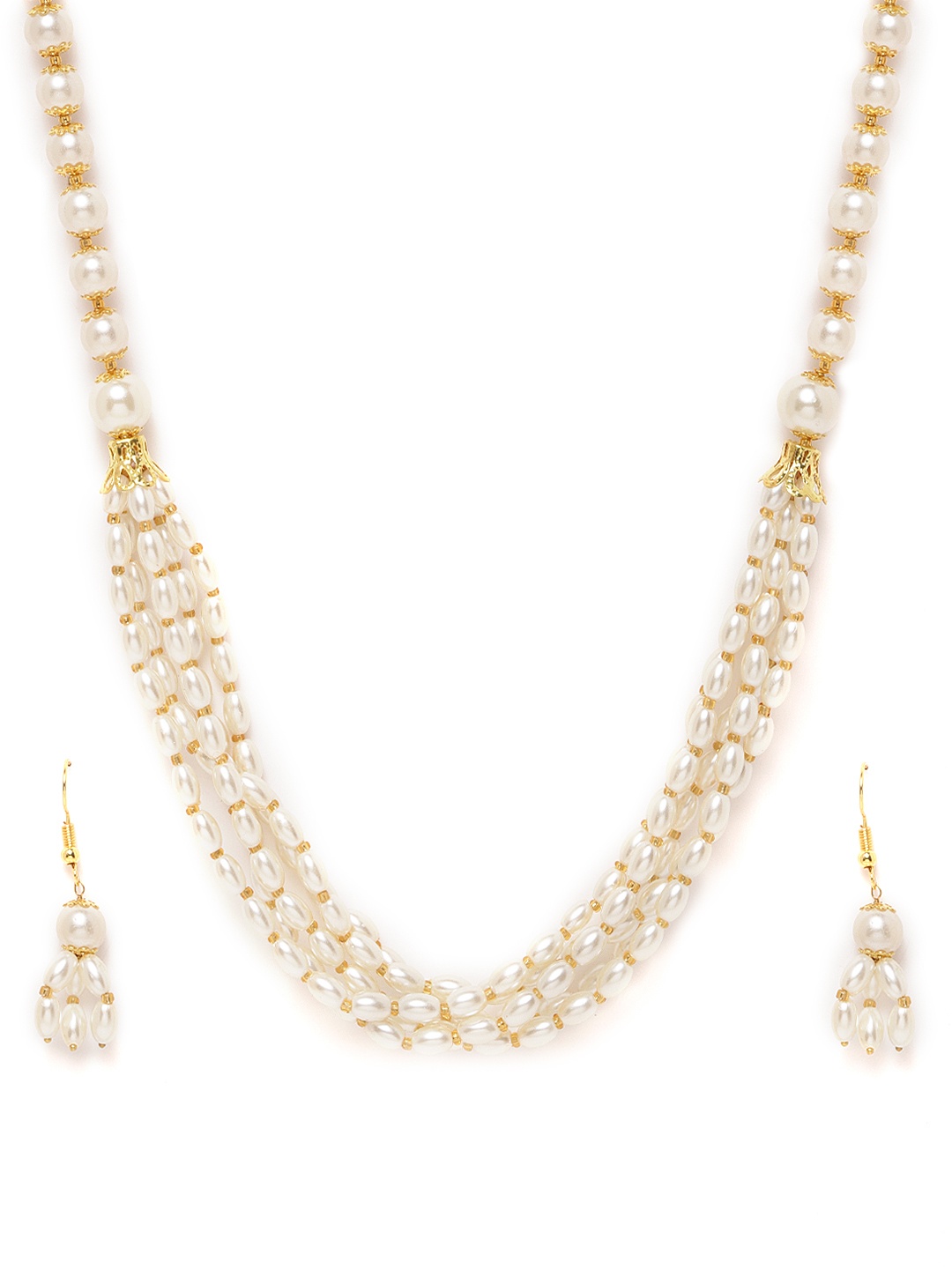 

Zobby Off-White Gold-Plated Beaded Handcrafted Jewellery Set