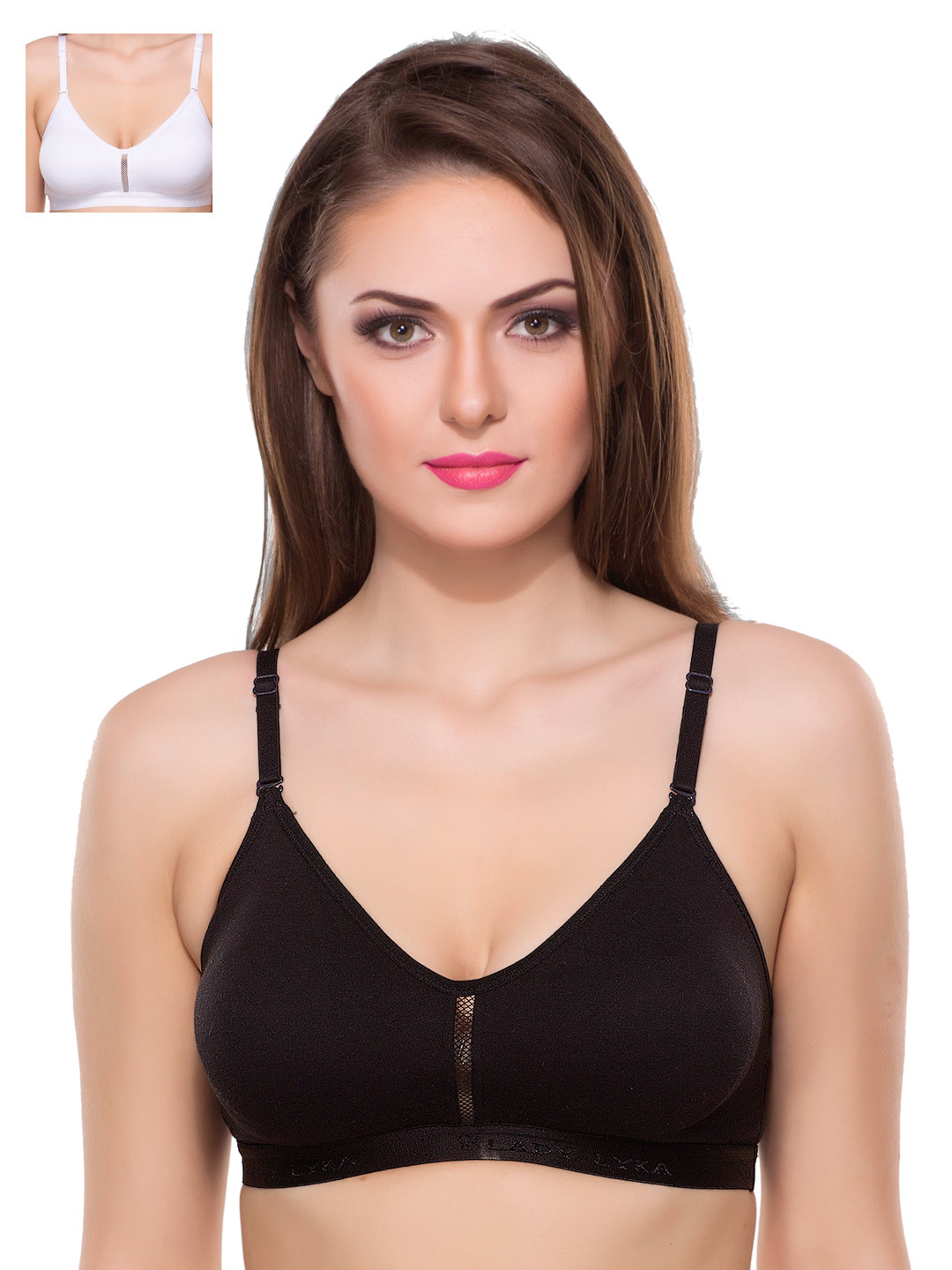 

Lady Lyka Pack of 2 Seamless Full-Coverage Bras, Black