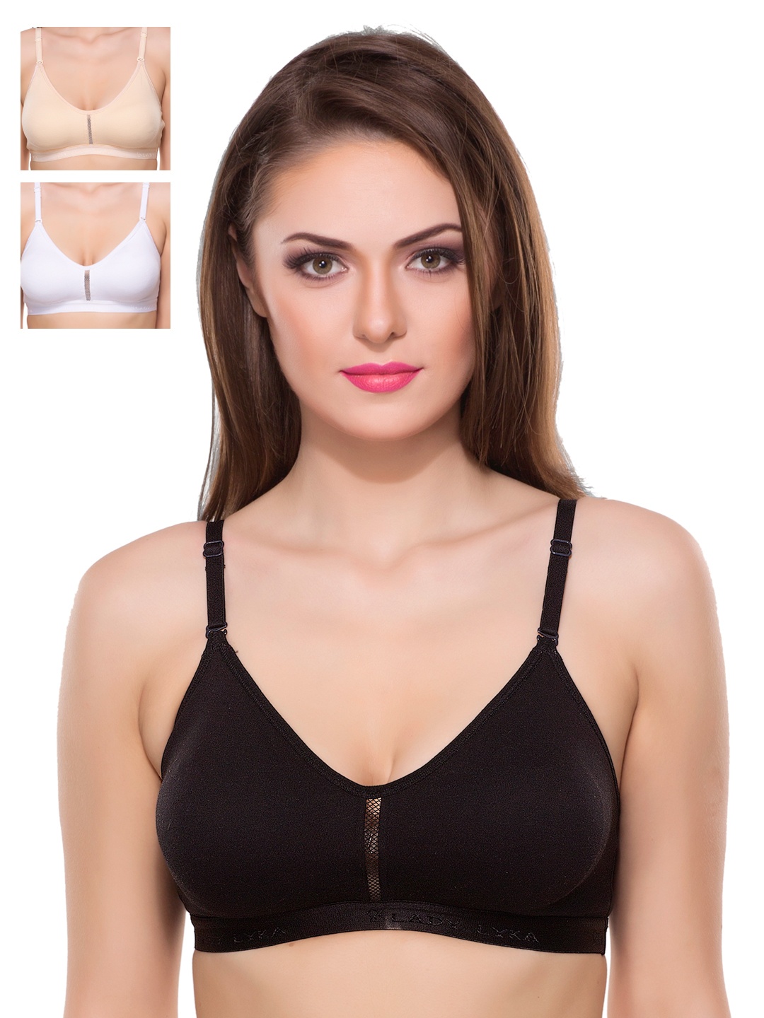 

Lady Lyka Pack of 3 Seamless Full-Coverage Bras, Beige