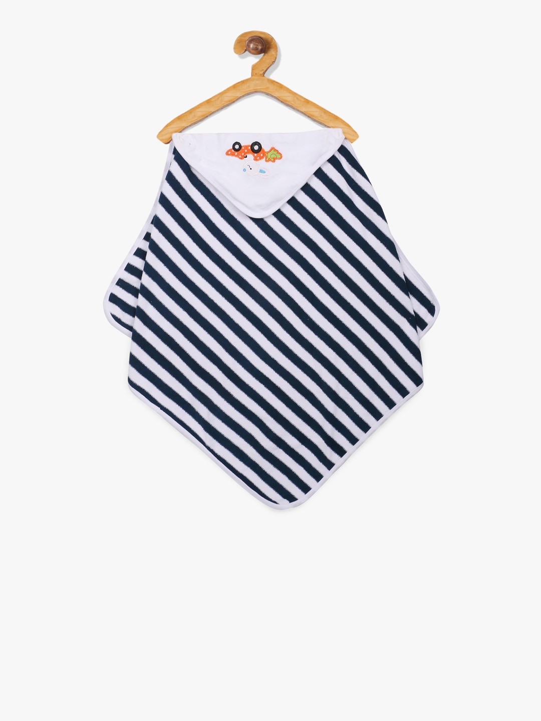 

My Milestones Unisex Infant Navy Blue & White Striped Hooded Towel