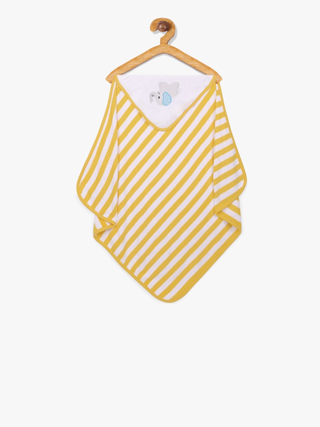 

My Milestones Unisex Infant Yellow & White Striped 350 GSM Hooded Bath Towel Wrap