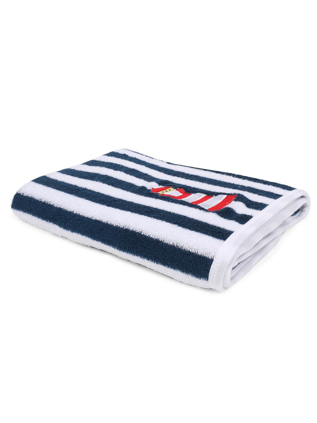 

My Milestones Unisex Infant Navy Blue & White Striped 350GSM Bath Towel