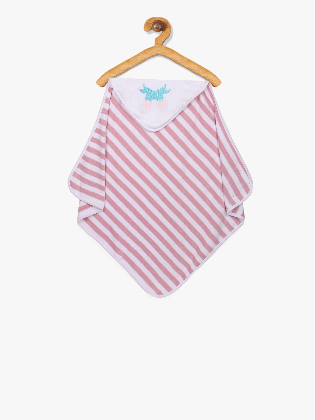 

My Milestones Infant Kids Pink & White Striped 350 GSM Hooded Bath Towel