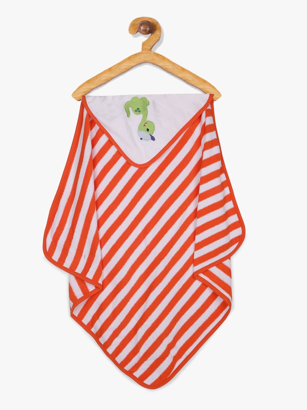 

My Milestones Unisex Infant Orange & White Striped 350 GSM Hooded Bath Towel Wrap