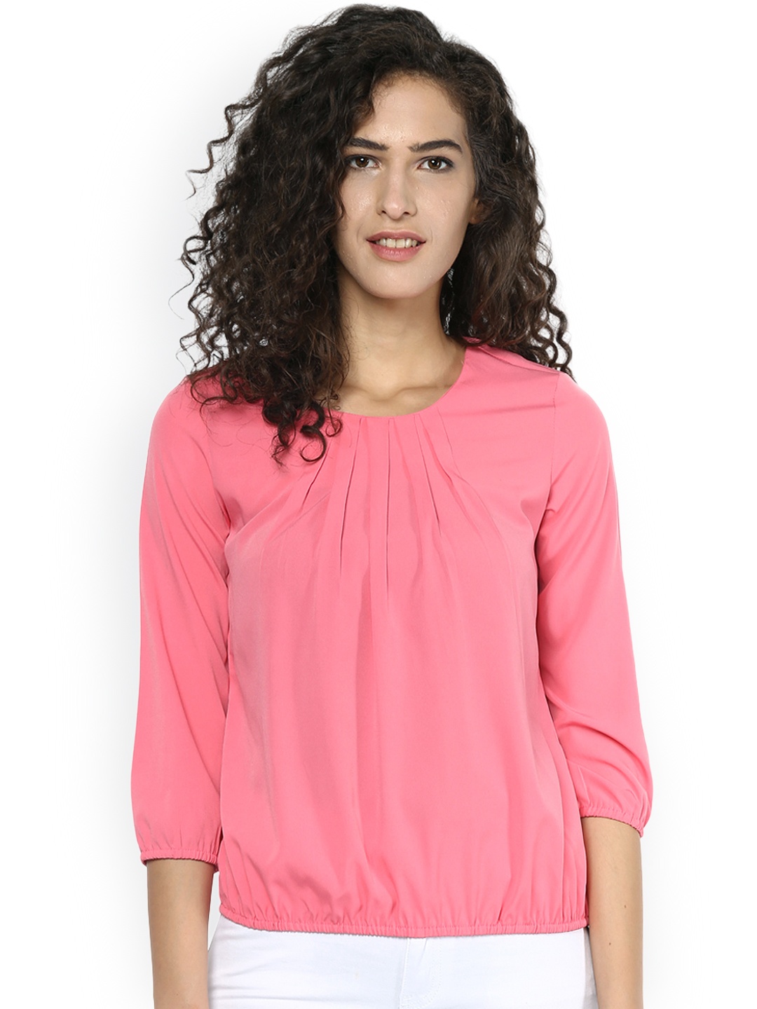 

Harpa Women Pink Solid Blouson Top