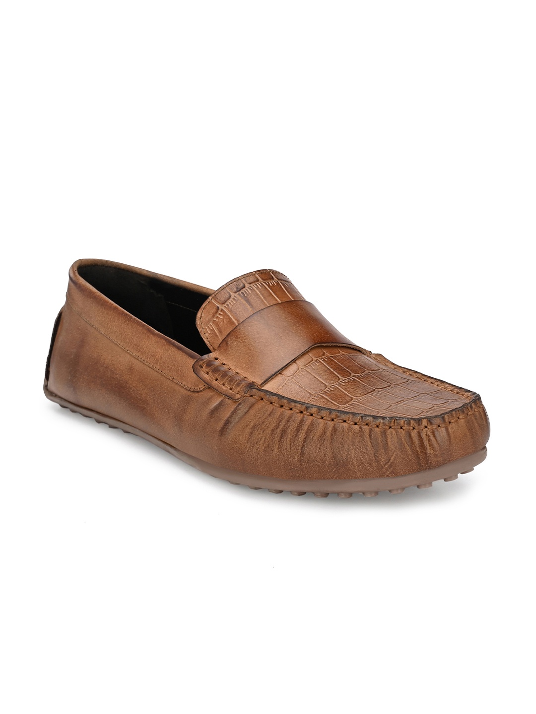 

CARLO ROMANO Men Brown Leather Penny Loafers