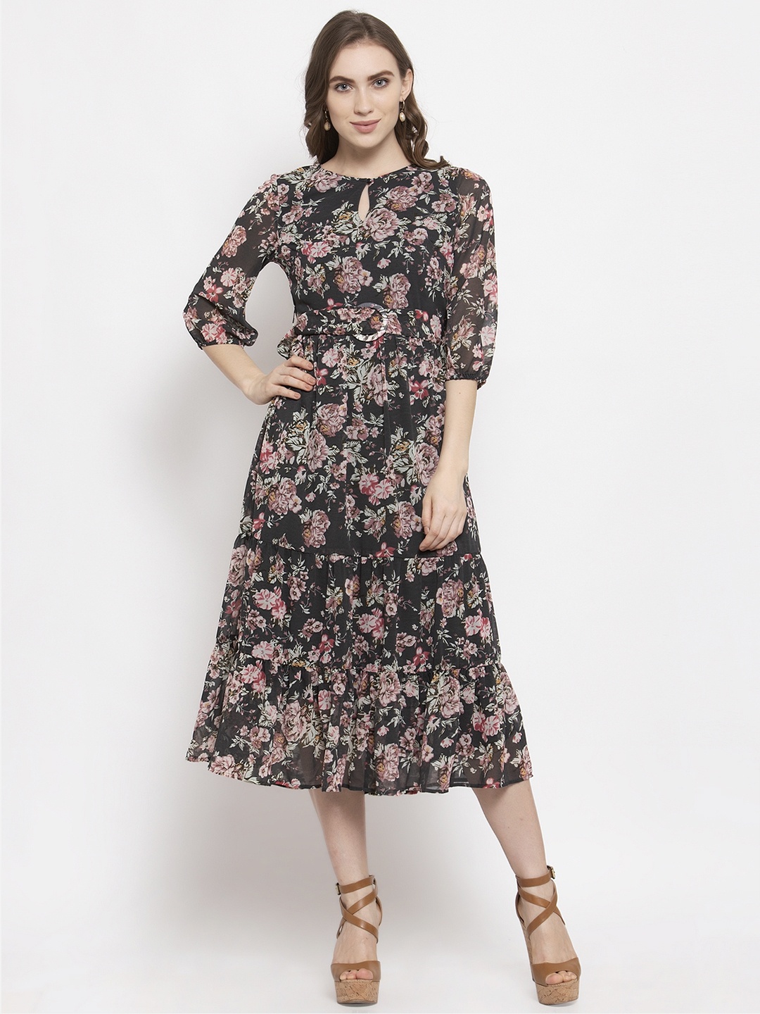 

Gipsy Dark Grey Floral Georgette Dress