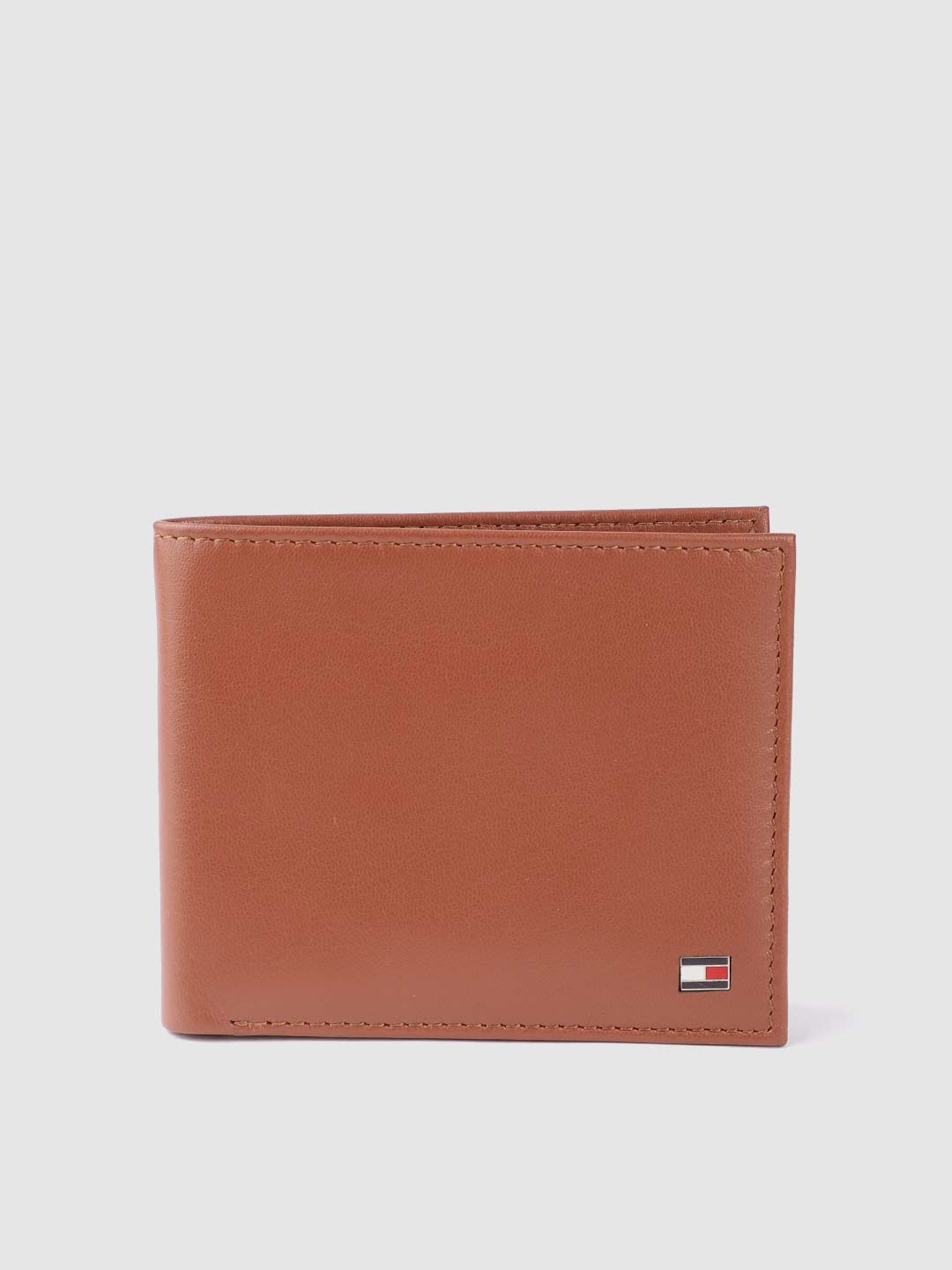 

Tommy Hilfiger Men Tan Brown Leather Solid Two Fold Wallet