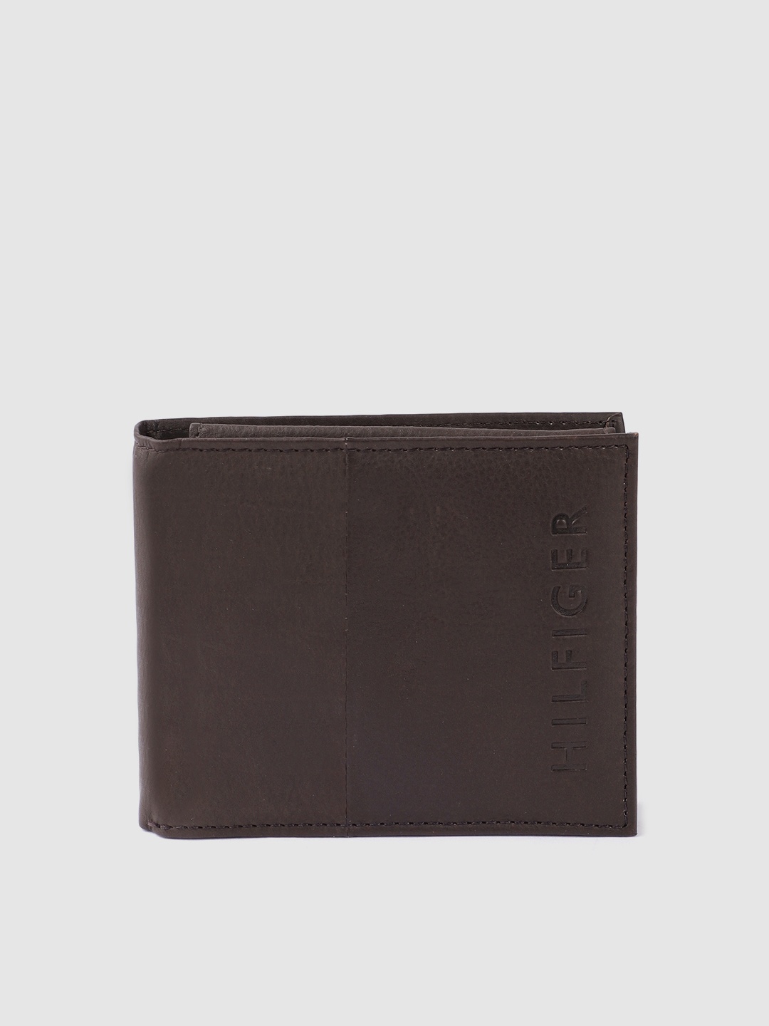

Tommy Hilfiger Men Coffee Brown Leather Solid Two Fold Wallet with Detachable Flap