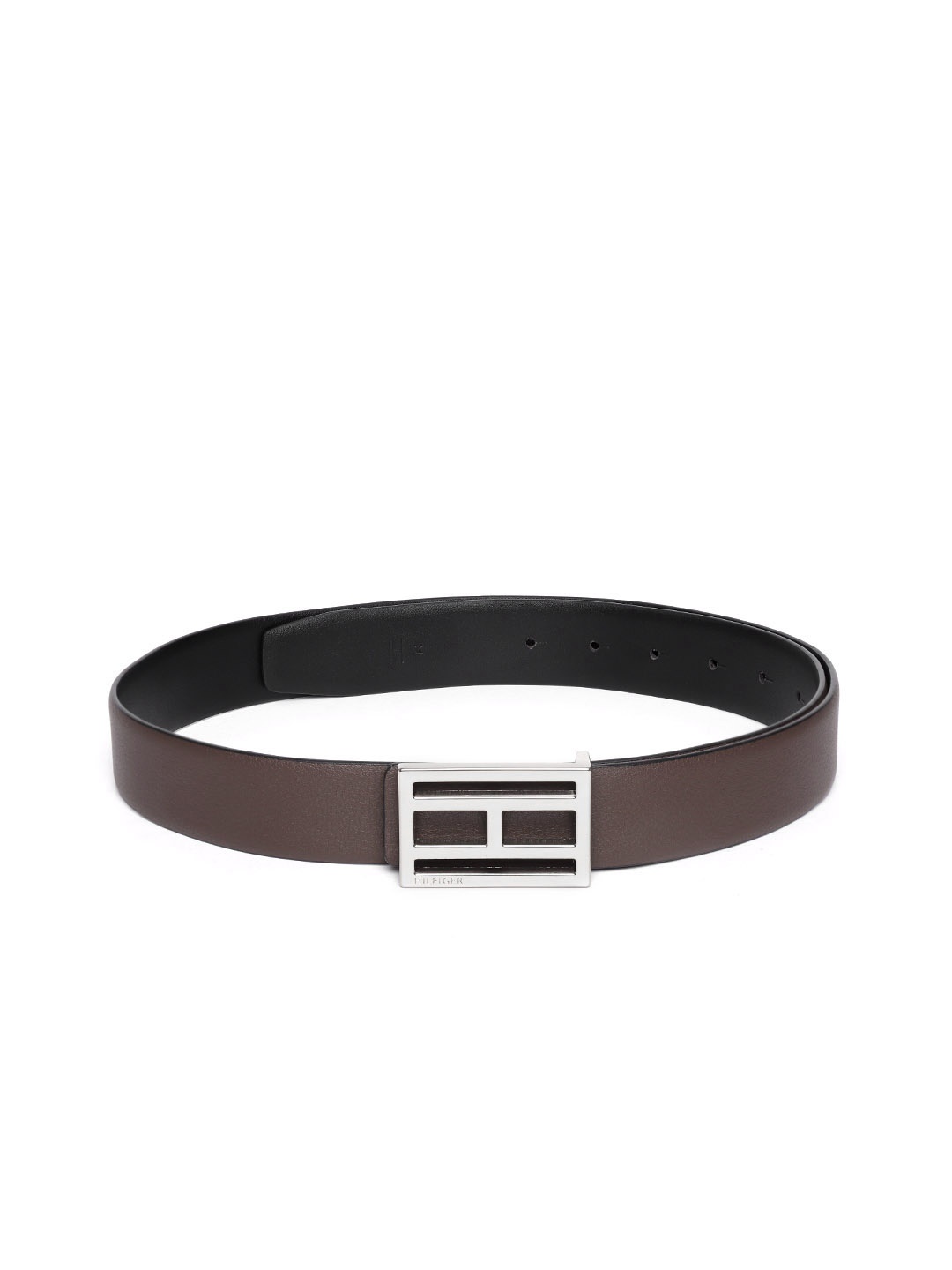 

Tommy Hilfiger Men Brown & Black Solid Leather Reversible Belt