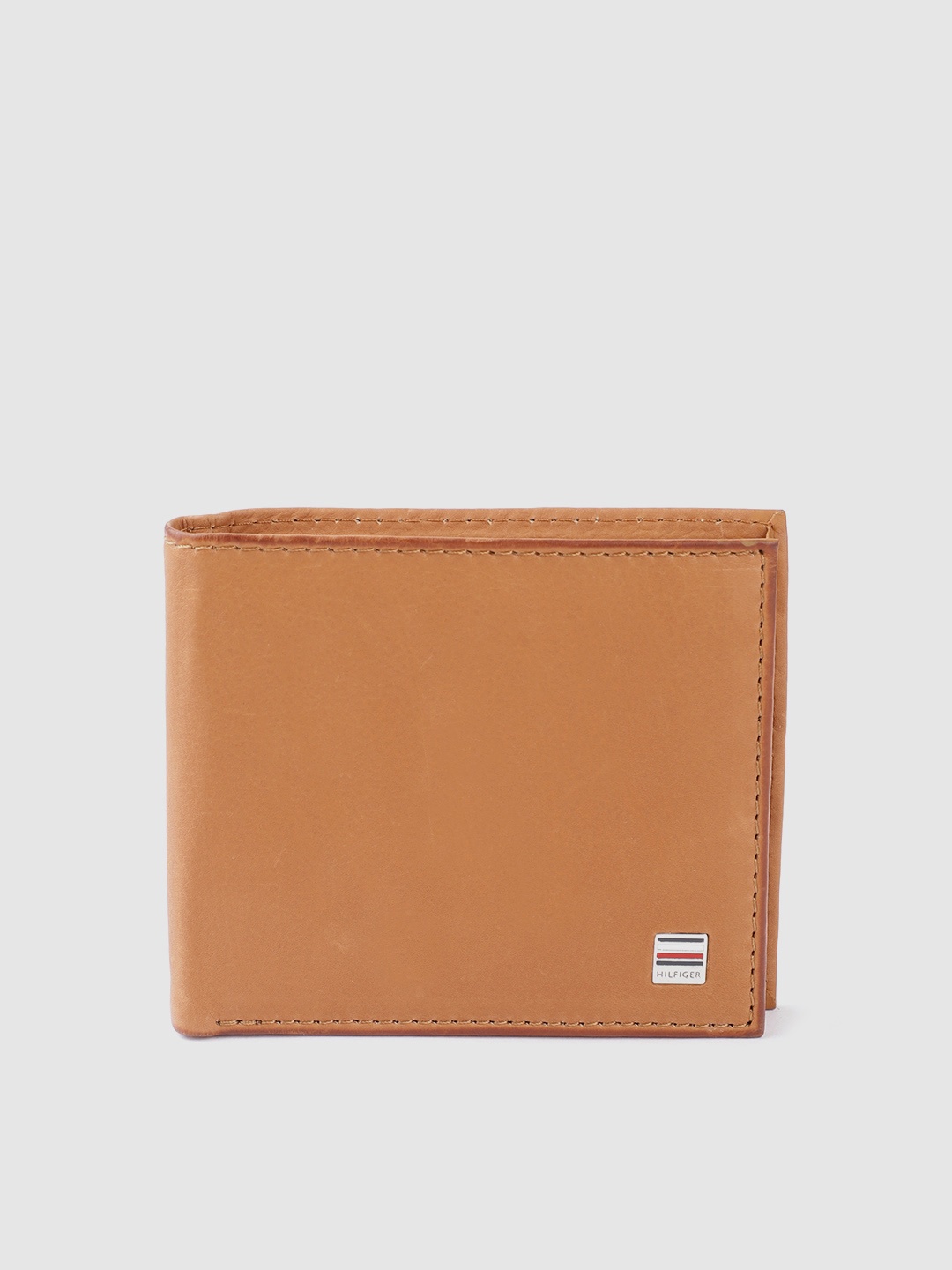 

Tommy Hilfiger Men Tan Brown Solid Leather Two Fold Wallet